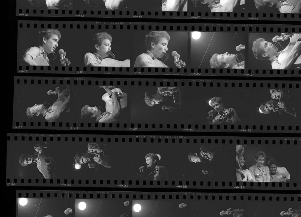 Contact sheets from the Bob Dylan series © Rowland Scherman