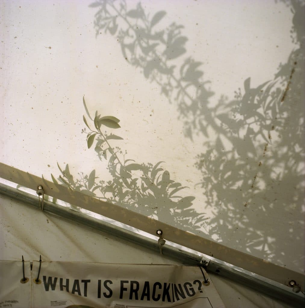 Inside the tent at Maple Farm Community Hub. Preston New Road, Blackpool, UK from ‘The Rift: Fracking in the UK’ © Rhiannon Adam