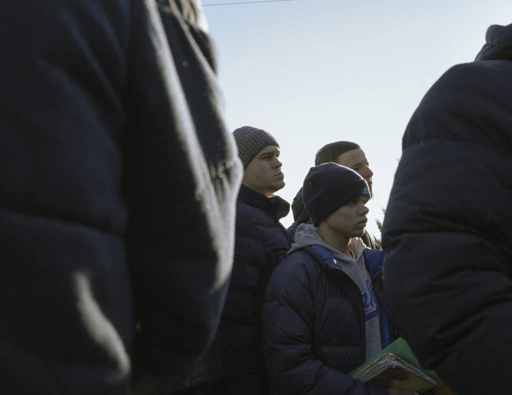 At the local military office. Men, old or young, wait to register themselves to the military in Uzhhorod. © Ismail Ferdous / VU' for Blind