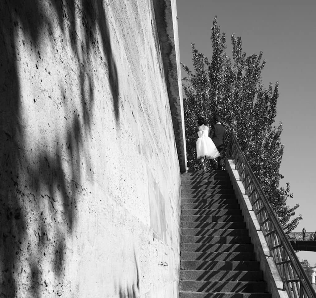 "Stairway to Heaven" The city dresses in white to wrap the newlyweds