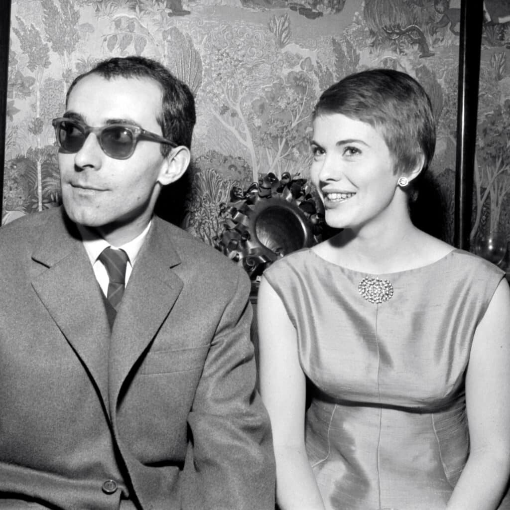 US actress Jean Seberg and Jean-Luc Godard in 1960. © AFP