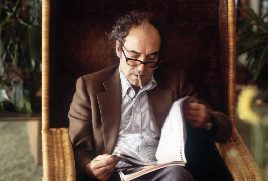 Jean Luc Godard à Paris en 1983. ©Roveri / MP / Leemage