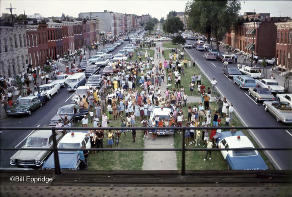 Goodbye Bobby sign, Robert F. Kennedy funeral train, June 8, 1968. ©Bill Eppridge Courtesy of Monroe Gallery of Photography