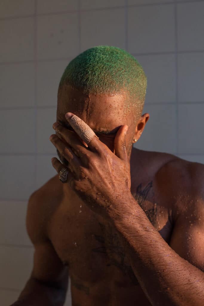 Photo of Frank Ocean in the shower by Wolgang Tillmans, 2015