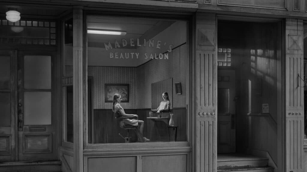 Gregory Crewdson. Madeline's Beauty Salon, Eveningside series, digital pigment print, 2021-2022. Courtesy of the artist.