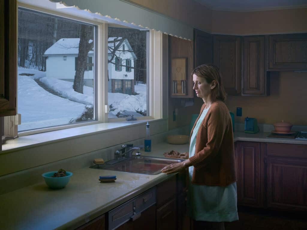 Gregory Crewdson. Woman at Sink, Cathedral of the Pines series, digital pigment print, 2014. Courtesy of the artist.