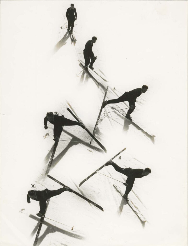Pierre Boucher. Skaters' steps, photomontage from photographs taken from Emile Allais' book. "French ski technique", 1944. © It's the age of the reckoning, the Niépce Museum is 50 years old