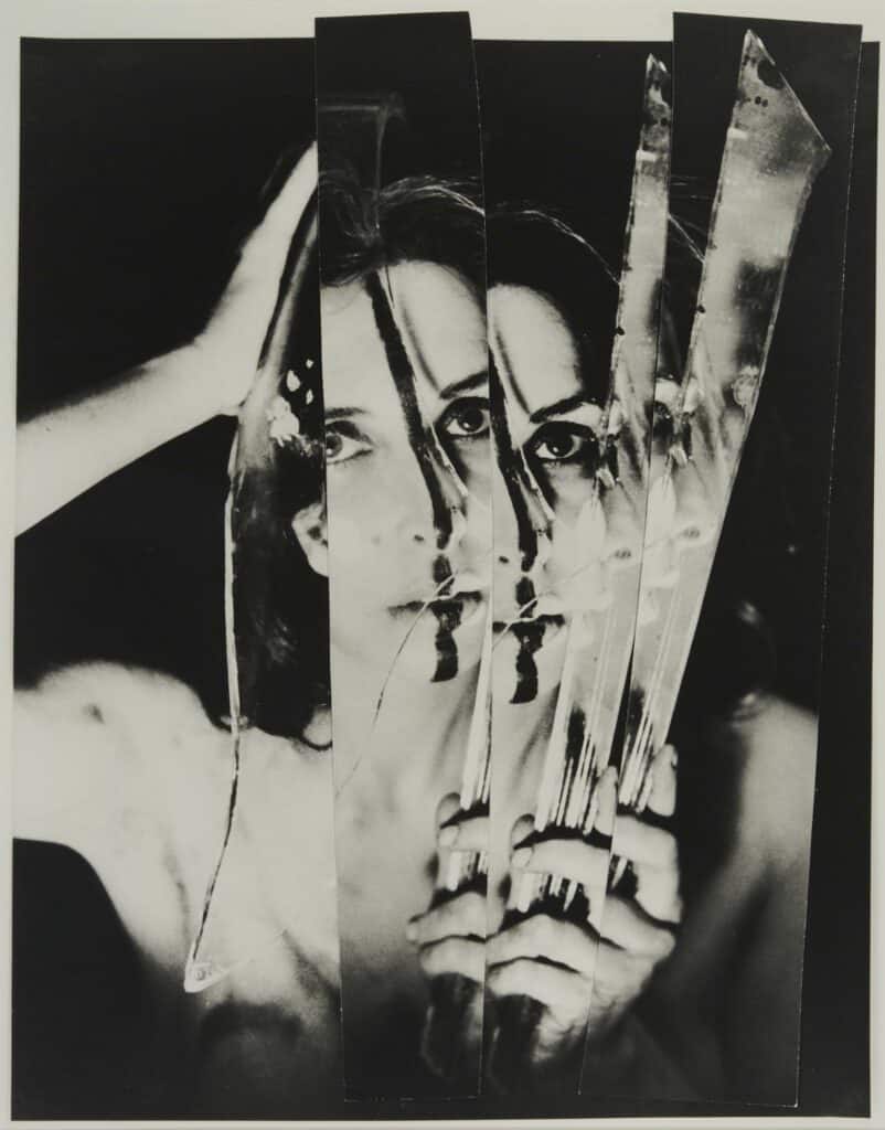 Eye Body: 36 Transformative Actions for Camera, 1963 Gelatin silver print, printed 2005 61 × 50.8 cm Photograph by Erró Courtesy of the Carolee Schneemann Foundation and Galerie Lelong & Co., Hales Gallery, and P.P.O.W, New York and © Carolee Schneemann Foundation / ARS, New York and DACS, London 2022 Photograph Erró © ADAGP, Paris and DACS, London 2022