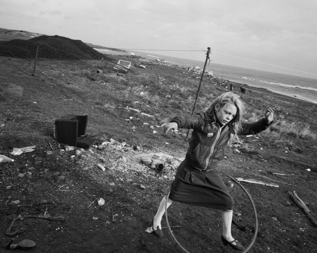 Helen and her hula-hoop, Lynemouth, Northumberland, 1984 © Chris Killip Photography Trust / Magnum Photos, Courtesy Augusta Edwards Fine Art