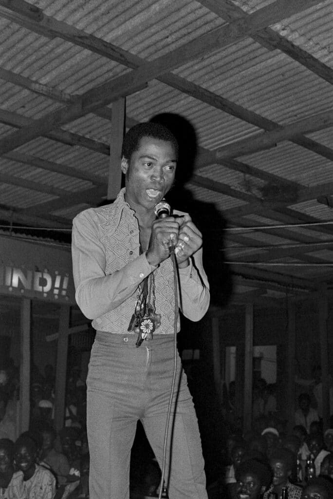 Fela Kuti at the Afrika Shrine, Lagos, 1977 © Marilyn Nance / Artists Rights Society (ARS), New York