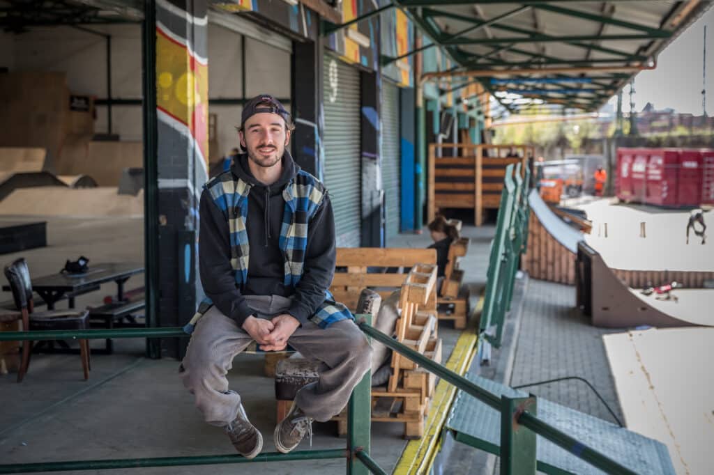 Portrait of Gleis D Skate Halle chairman Tim Löbel, 29. © Thomas Girondel