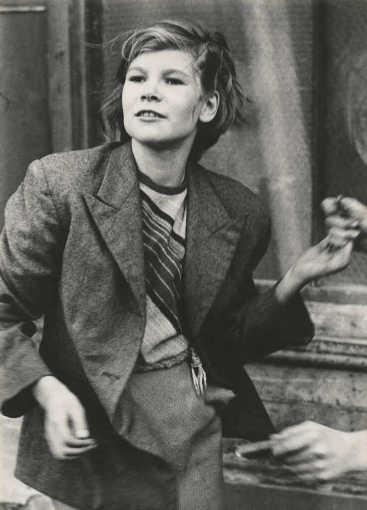 Girl Jiving, Southam Street, North Kensington, London, 1957. Vintage gelatin silver print. 14 11/16 x 10 9/16 in. (37.3 x 26.8 cm) 8288. © Roger Mayne