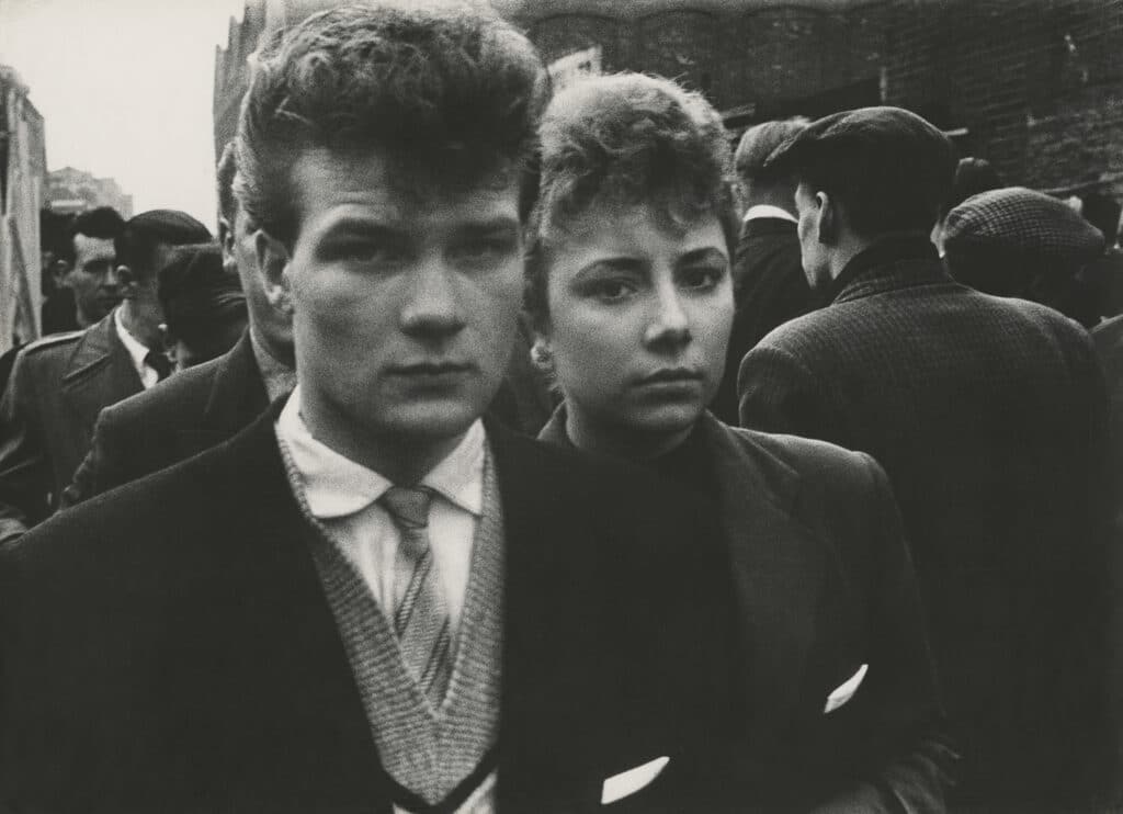 Teddy Boy and Girl, Petticoat Lane, London, 1956 Vintage gelatin silver print 10 11/16 x 14 11/16 in. (27.1 x 37.3 cm) 8289