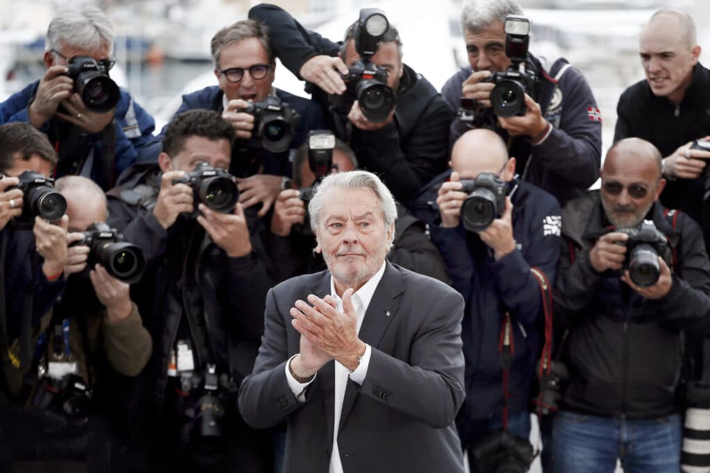 CANNES, FRANCE - MAY 19: Alain Delon attends the photo-call for Palme D'Or D'Honneur during the 72nd Cannes Film Festival on May 19, 2019 in Cannes, France.