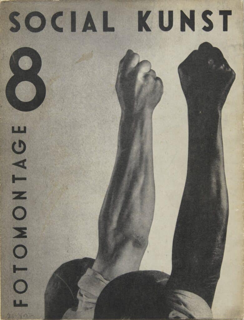 Photomontage de John Heartfield Social Kunst, no 8 1932, couverture (détail) Impression photomécanique 26 × 19,5 cm Bibliothèque Kandinsky Photo © Centre Pompidou © The Heartfield Community of Heirs Adagp, Paris, 2022