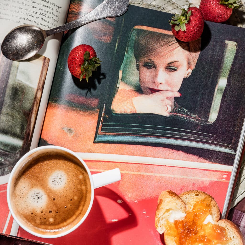 Anastasia Samoylova, Breakfast with Saul Leiter (1959), 2017 Archival pigment print, Image16 x 16 inches, Sheet 20 x 20 inches Courtesy of Laurence Miller Gallery, New York, NY