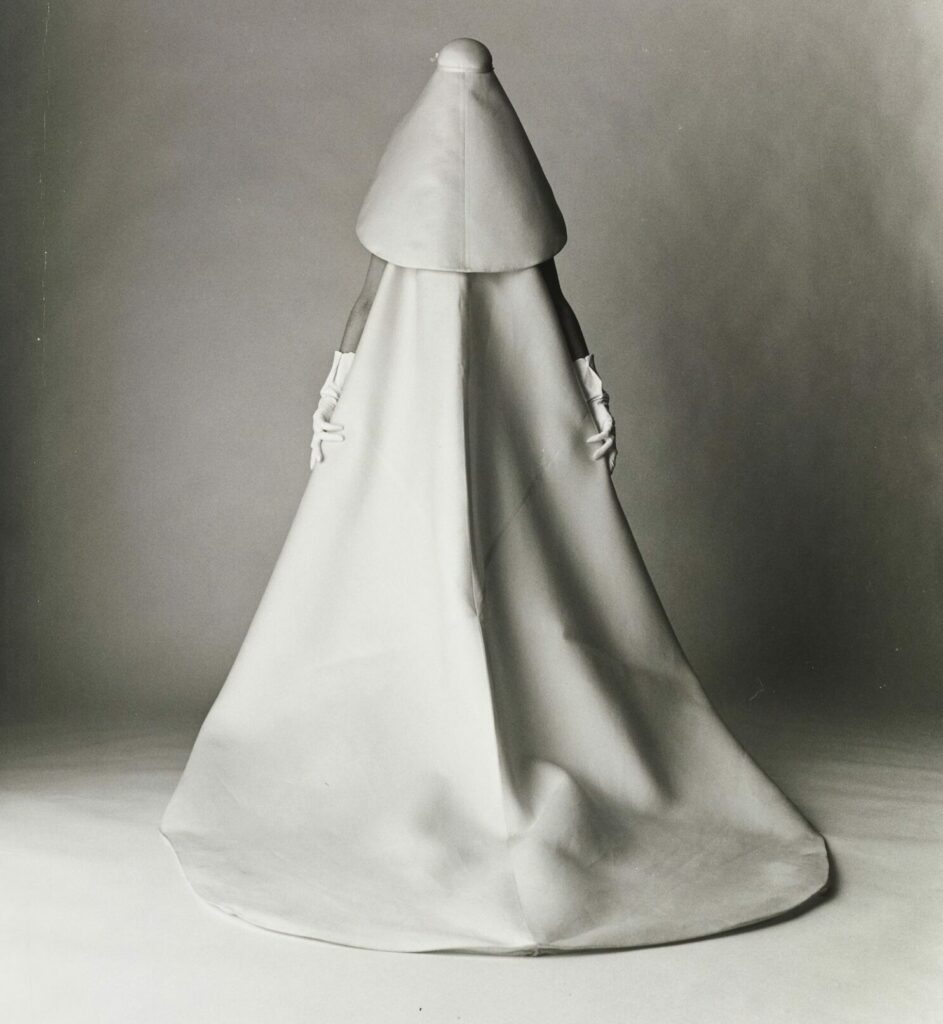 Model in a Balenciaga wedding dress, 1967, Vogue © Condé Nast / David Bailey