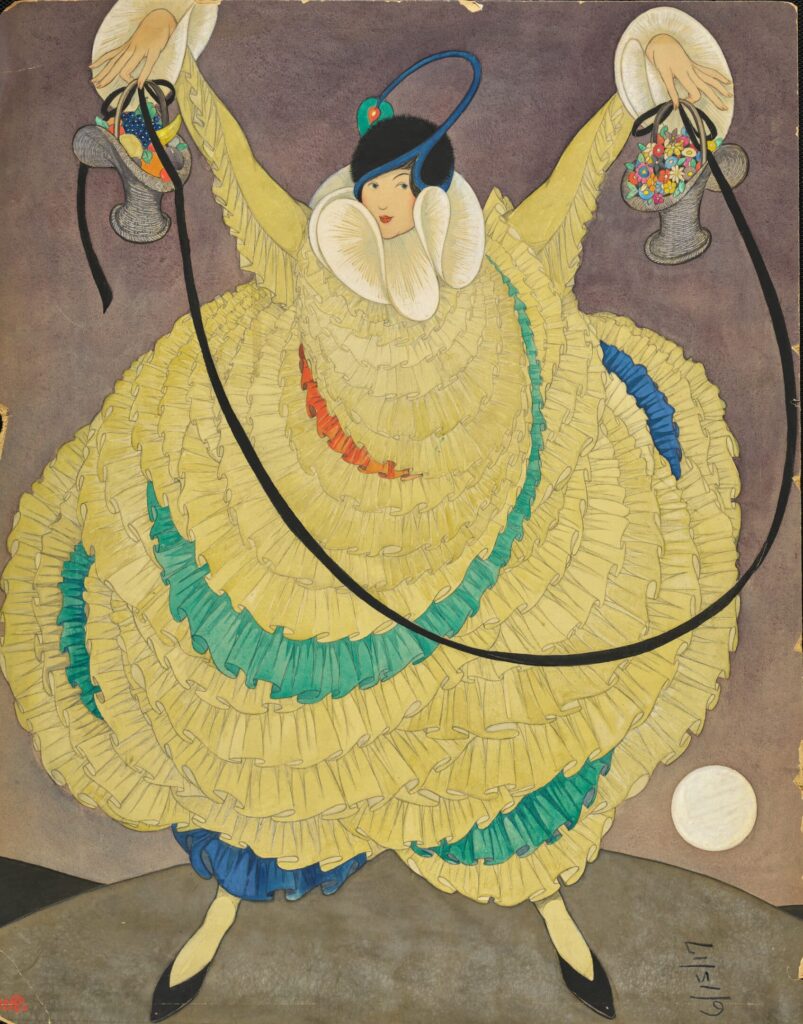 Femme vêtue d'une robe jaune avec un grand col blanc, 1917, Vogue © Condé Nast / George Wolfe Plank