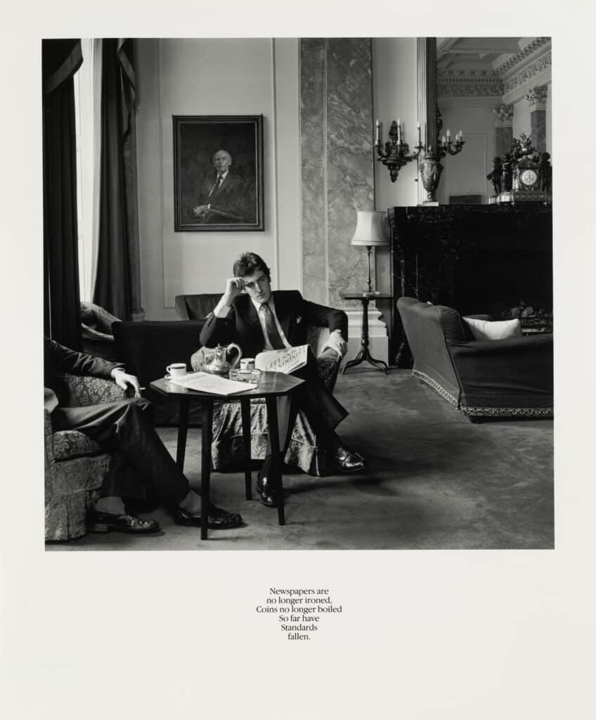Newspapers are no longer ironed, Coins no longer boiled So far have Standards Fallen from the series Gentlemen, 1981-1983, printed 2015. © Karen Knorr