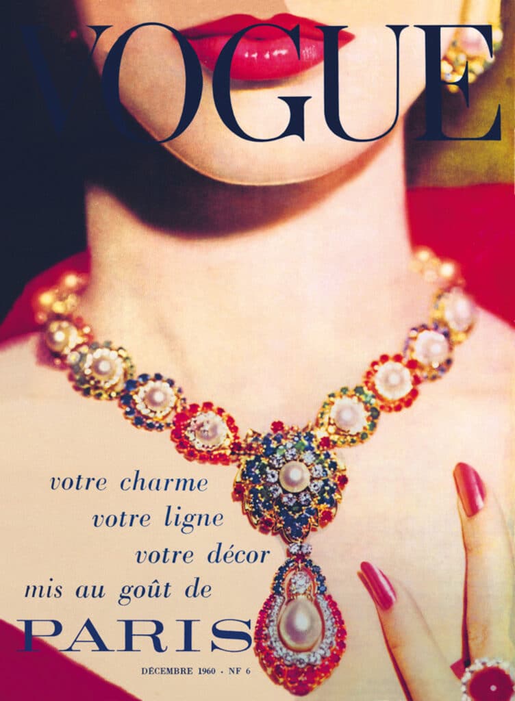 Pia Rossilli-Kazan. Van Cleef & Arpels. Cover of Vogue Paris, December 12, 1960 © Lionel Kazan / Vogue Paris