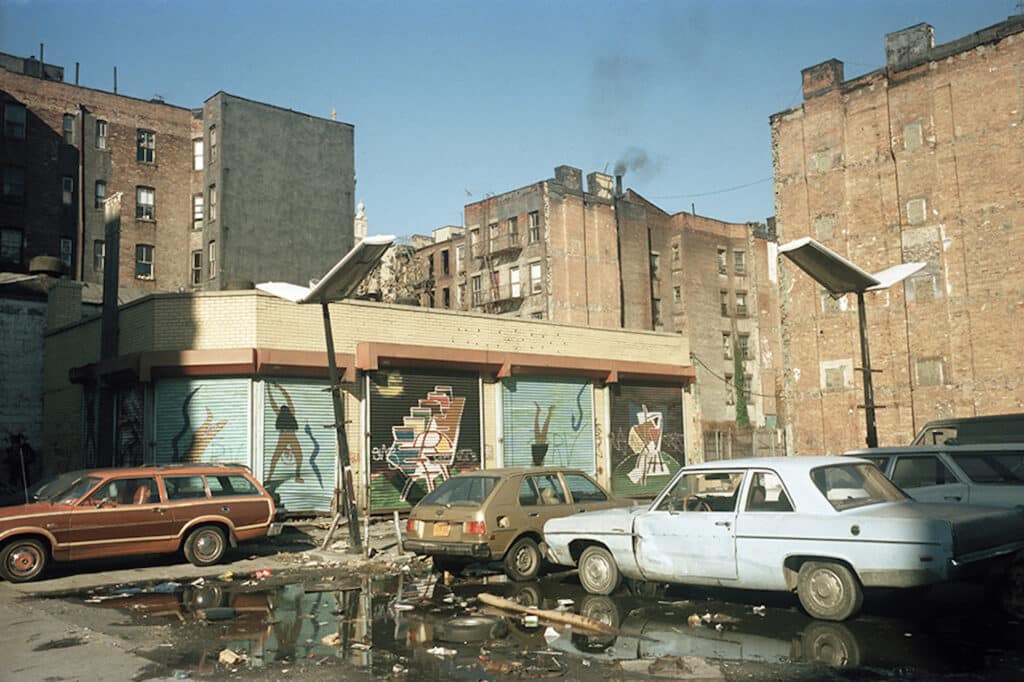 Parking Lot on East Houston Street, 1985. From the series Loisaida Street Work-1984 to 1990. Photographs from New York's Lower East Side.