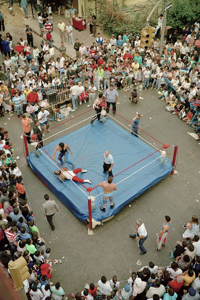 Wrestling Match on Clinton Street, 1990. From the series Loisaida Street Work-1984 to 1990. Photographs from New York's Lower East Side.
