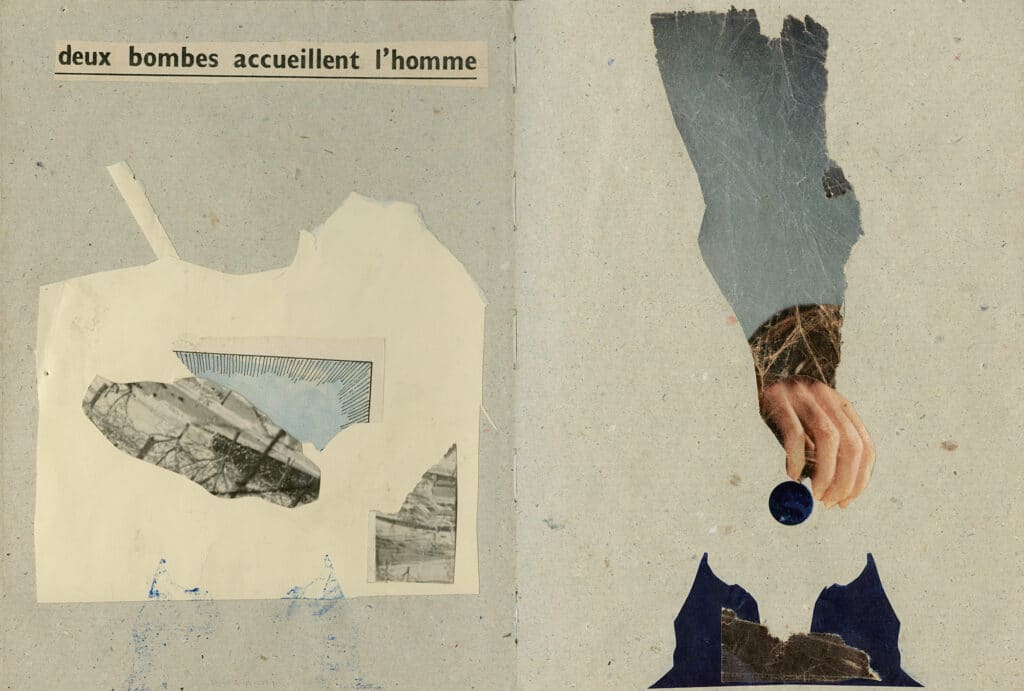 Bertrand Mandico. Two bombs greet the man, collage and ink, 2014. Courtesy of the artist