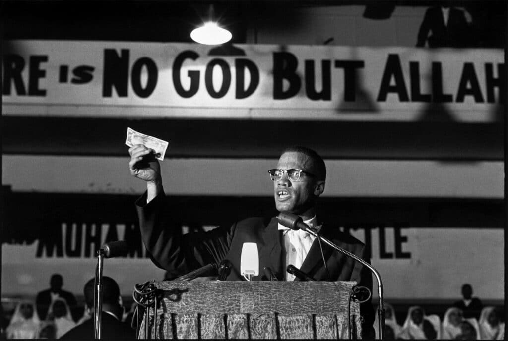 USA. Washington, D.C. Malcolm X at a Nation of Islam rally. 1961.