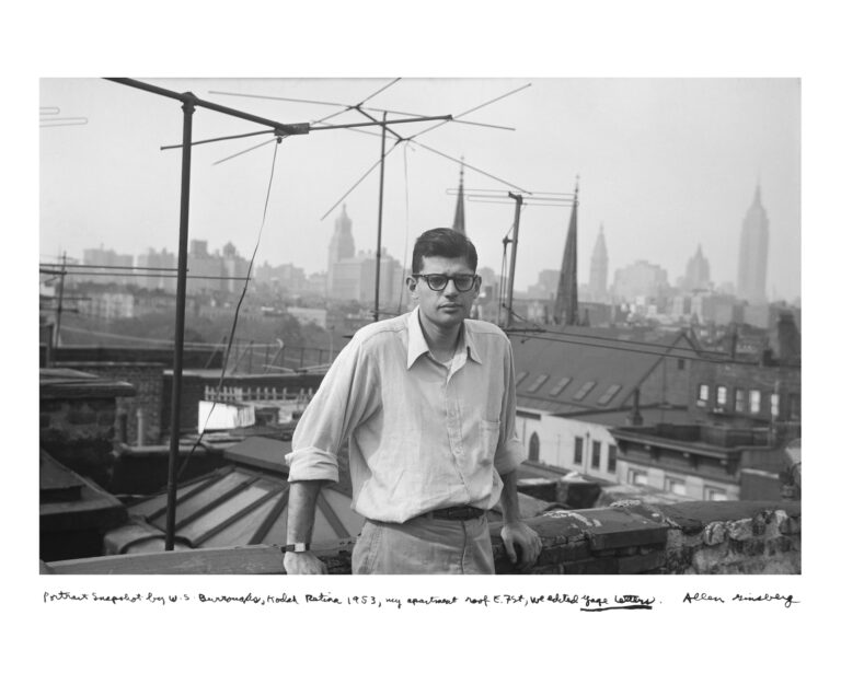 Allen Ginsberg Snapped by W.S. Burroughs, 206 East 7th Street Rooftop, Fall, 1953 © Allen Ginsberg, courtesy of Fahey Klein Gallery, Los Angeles