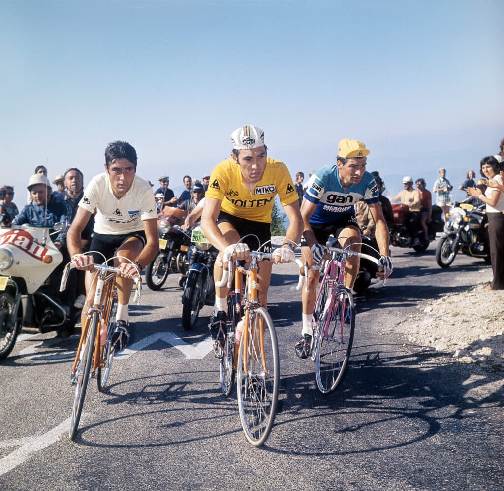 Luis Ocana, Eddy Merckx et Raymond Poulidor in the Mont Ventoux.