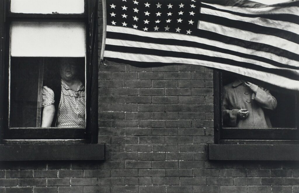 Robert Frank, Parade, Hoboken, New Jersey, 1955–56, printed 1972–77, gelatin silver print, the Museum of Fine Arts, Houston, the Target Collection of American Photography, Museum purchase funded by Target Stores. © The June Leaf and Robert Frank Foundation