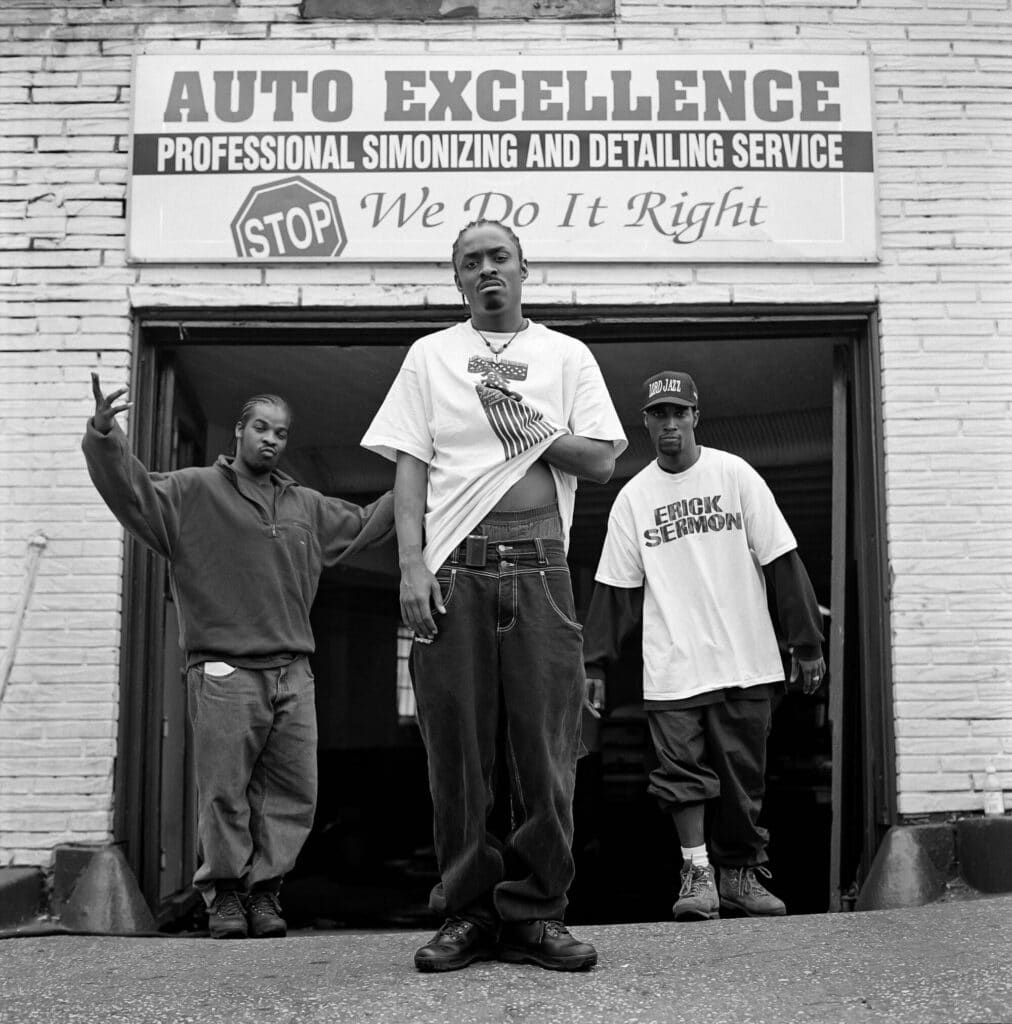 Lords of the Underground, an underrated trio that made some great music, in Newark, New Jersey. Left to right: Mr. Funke, DoItAll, DJ Lord Jazz. © Peter Spirer