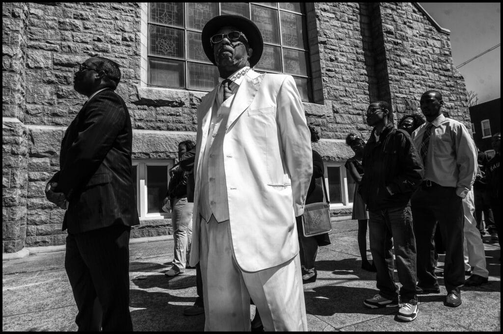 Ushers at high school student Michael Mayfield’s funeral in West Baltimore in 2014