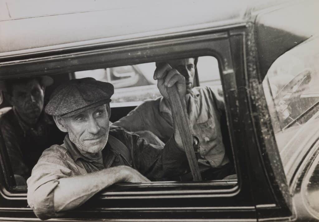 Russell Lee, American, 1903–1986; “Untitled (Men in Truck),” c.1936; gelatin silver print; 6 5/8 x 9 1/2 inches; Saint Louis Art Museum, Museum Shop Fund 160:1987