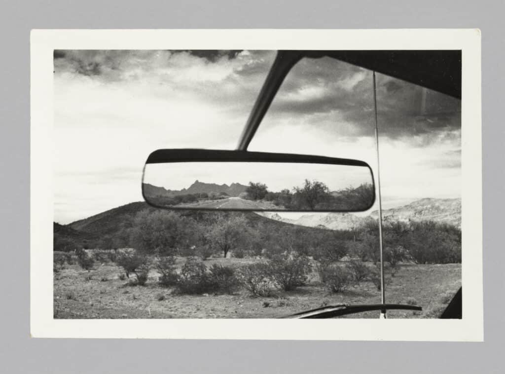 Untitled (rear view mirror), c.1960; American; gelatin silver print; image: 2 5/8 x 3 3/4 inches, sheet: 2 7/8 x 4 1/8 inches; Saint Louis Art Museum, Gift of John R. and Teenuh M. Foster 296:2018