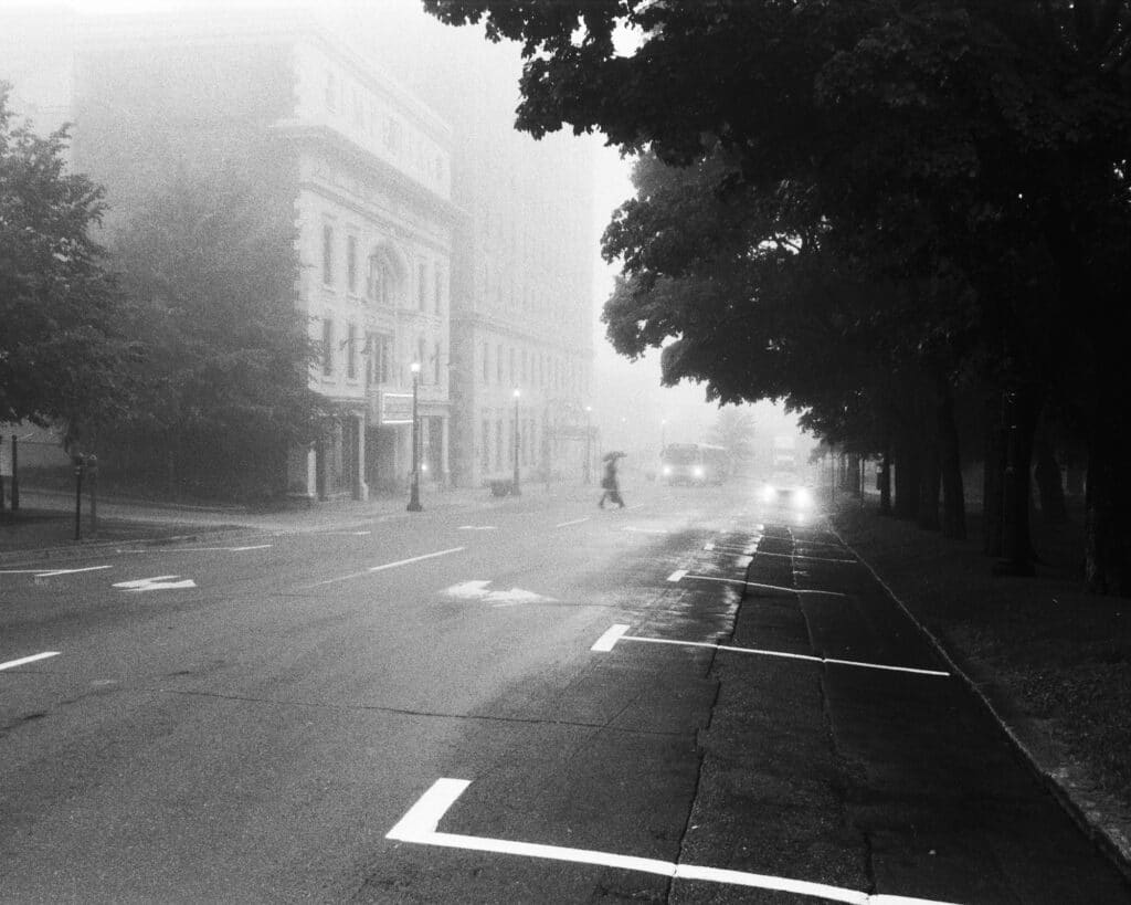 The Imperial Theatre on a foggy evening before the construction of the Irving Oil Headquarters next door, 2014 © Chris Donovan