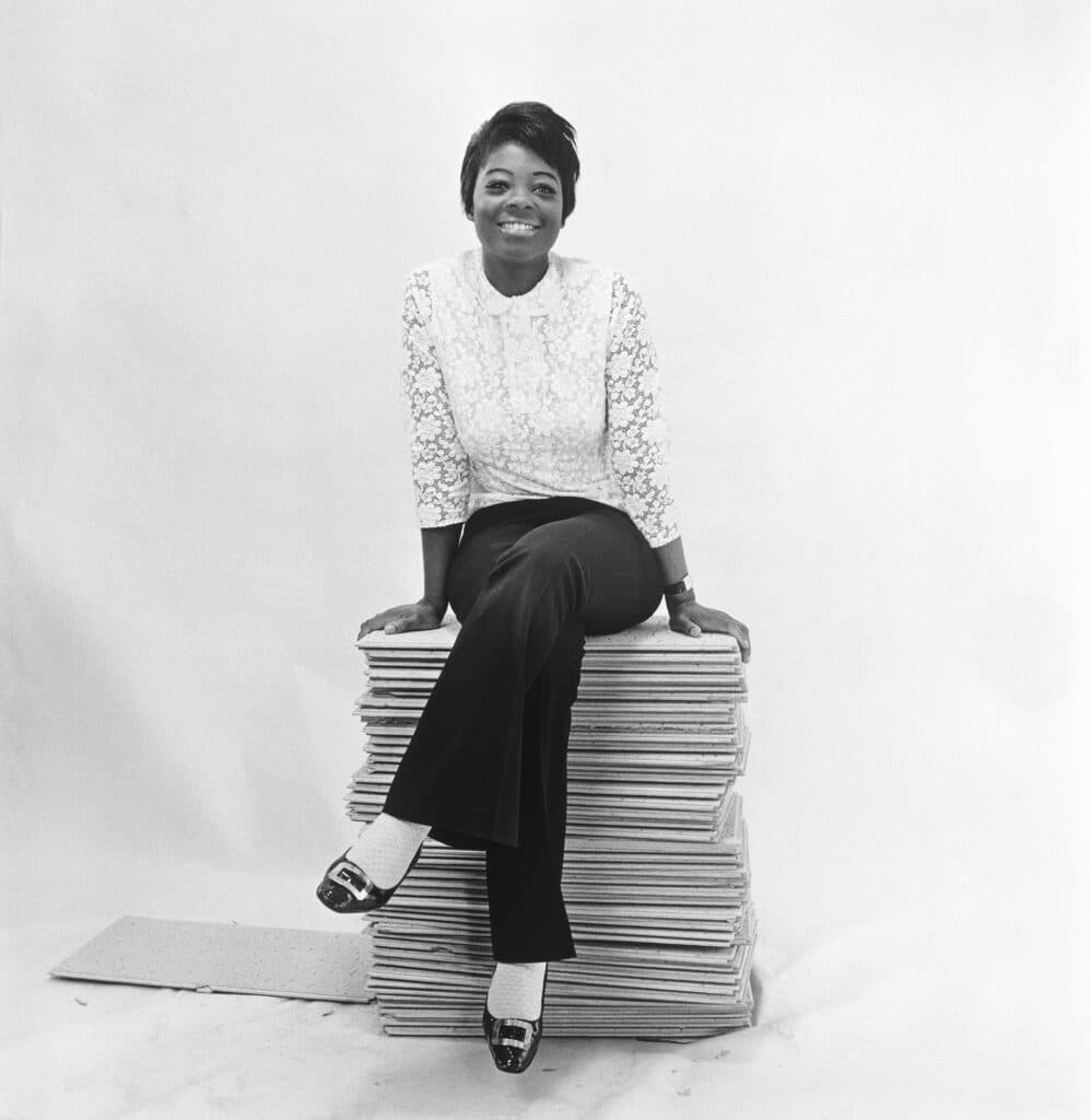 James Barnor b. 1929 Rosemarie “Funflower” Thompson posing for Drum at the Campbell-Drayton Studio, Gray’s Inn Road, London, 1967 Printed in 2023 Modern gelatin print from original negative 70 x 70 cm