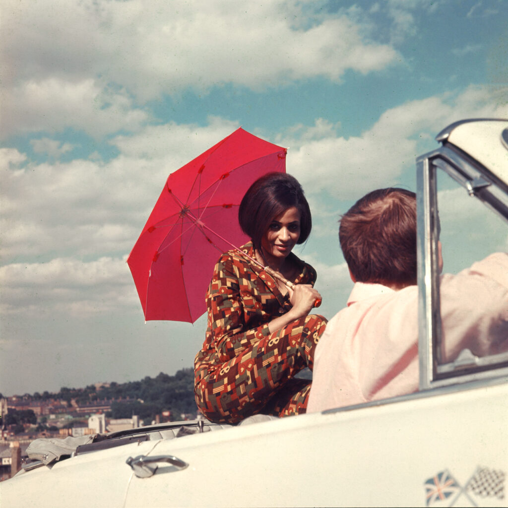 James Barnor b. 1929 Marie Hallowi during a photoshoot for Drum magazine in Rochester, Kent, 1966 Printed in April 2023 Signed by the artist Lambda C-Print 22 x 22 cm 36 x 36 cm